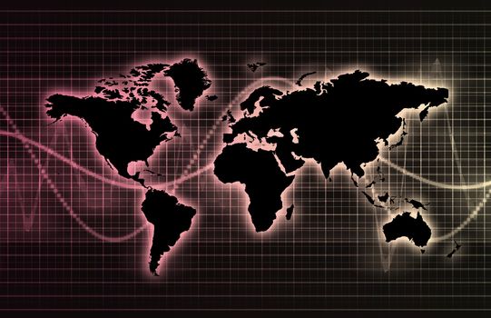 Online Business Background With Art Glowing Lines