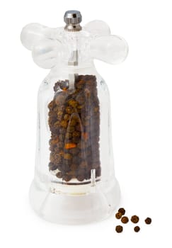 Transparent Pepper Mill on a white background
