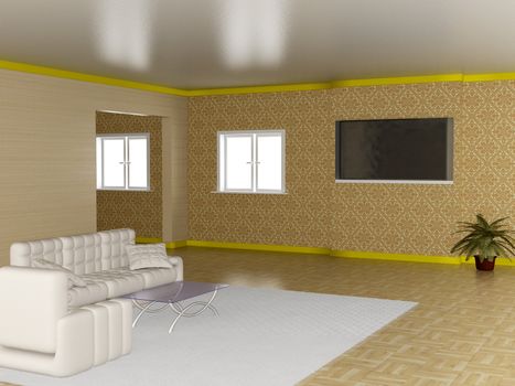 Interior of a living room. 3D image.