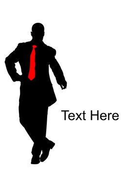 businessman pointing downwards with white background
