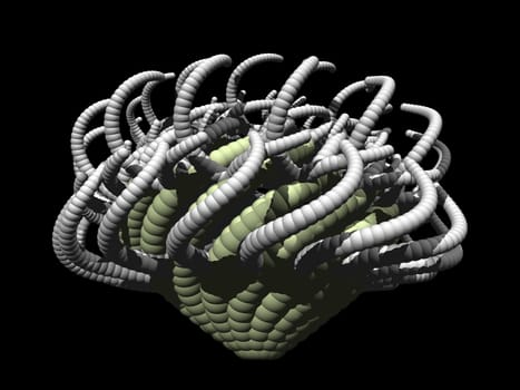 Abstract organic form on black background - 3d illustration