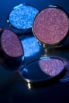 compact mirrors cosmetic on glass