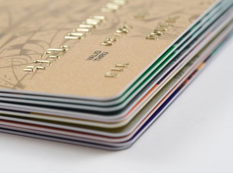 Stack of credit cards. Financial concept