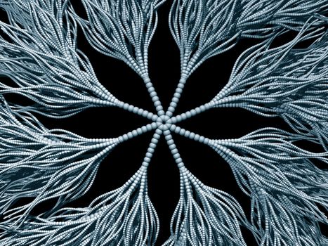 Abstract organic star form on black background - 3d illustration