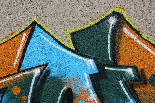 Detail of a painting. City wall texture - graffiti art abstract background.