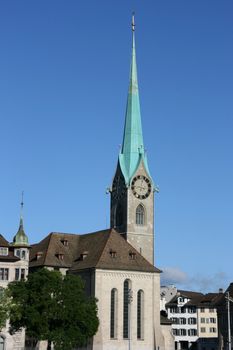 Fraumuenster church in Zurich, Switzerland. Beautiful landmark.