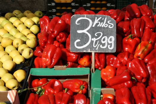 Colorful groceries marketplace in Avila, Castilia, Spain