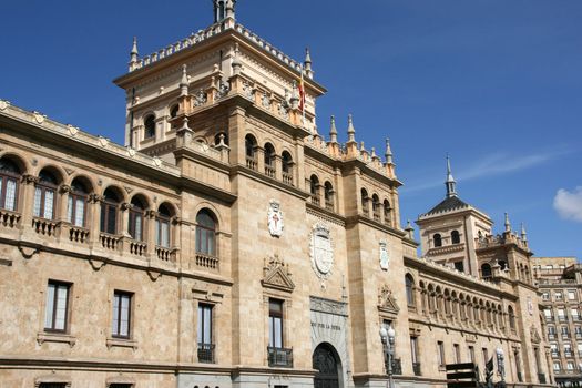 The Academia de Caballeria (Cavalry Academy) faces the Plaza Zorrilla near the Campo Grande in Valladolid, Spain