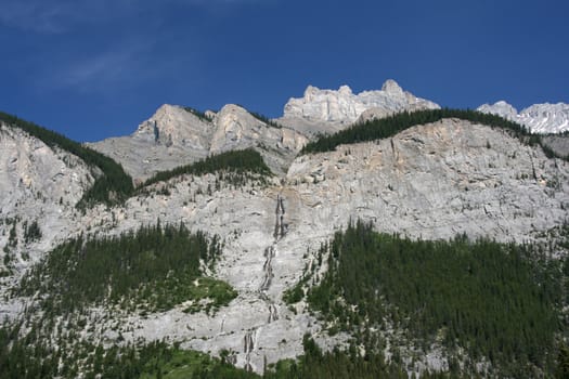 Rocky Mountains in Banff National Park. Blue sky.