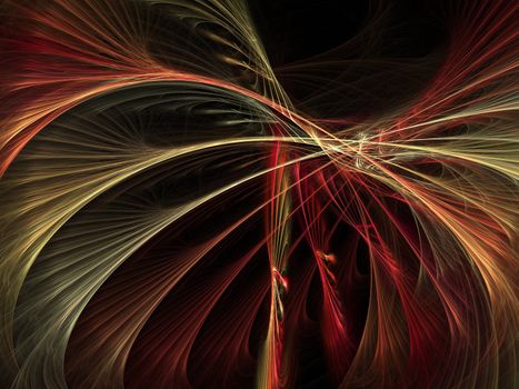 Abstract fractal background. Computer generated graphics. Red yellow explosion.