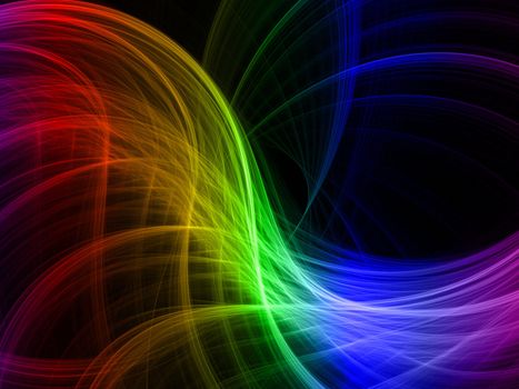 Abstract fractal background. Computer generated graphics. Rainbow light blur.