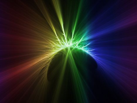 Abstract fractal background. Computer generated graphics. Strange rainbow lightness explosion.