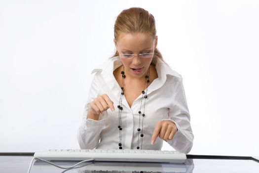 Female diligently typing at your keyboard