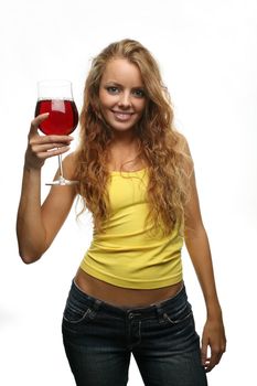 girl holding a glass of wine