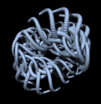 Abstract organic tentacles on black background - 3d illustration