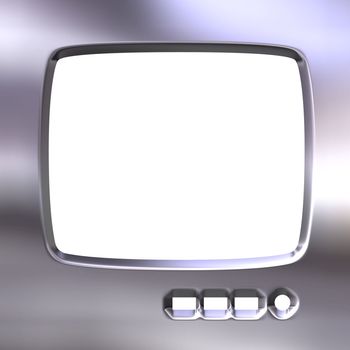 Silver TV frame isolated in white