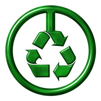Recycling symbol isolated in white