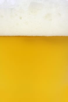 Cold beer in a glass close up