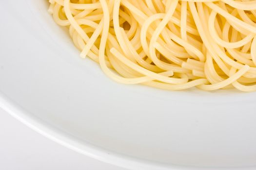 spaghetti in a white plate on clear background