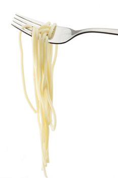 spaghetti in a white plate on clear background