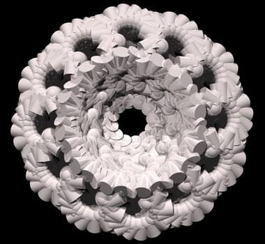 abstract round form on black background - 3d illustration