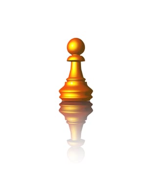 golden chess pawn on white background - 3d illustration