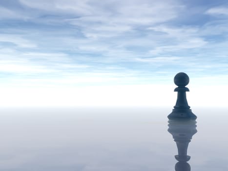 chess pawn and cloudy sky - 3d illustration