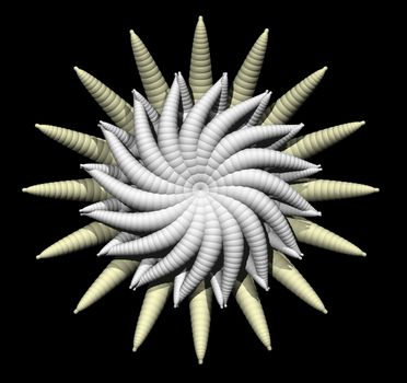 Abstract organic star on black background - 3d illustration