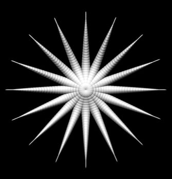 Abstract organic star form on black background - 3d illustration