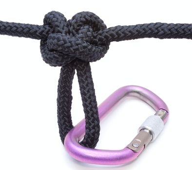 Austrian Knot and Carabiner isolated on the white background