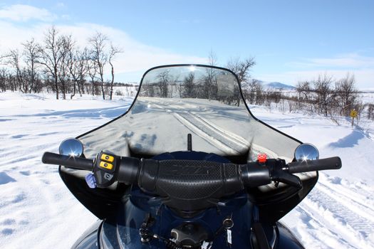 view from the snowmobile