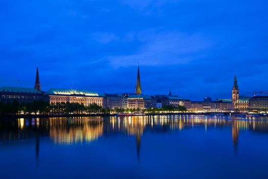 Alster Lake and Downtown Hamburg