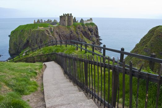 famous remotely set Dunnottar castle in Scotland