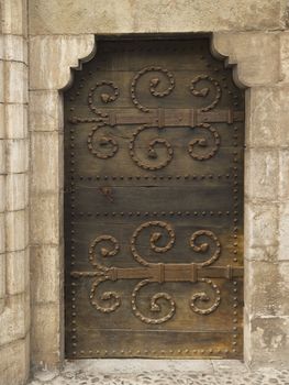 A medieval door in Rocamadour, Midi-Pyrenees, France.