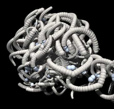 Abstract organic tentacles on black background - 3d illustration