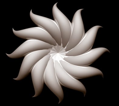 abstract flower on black background - 3d illustration