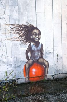 Chernobyl area. Modern ruins.Graffiti. Ukraine. Kiev region