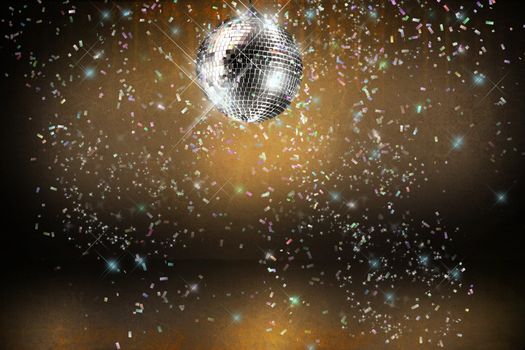 Disco ball with lights and confetti party background