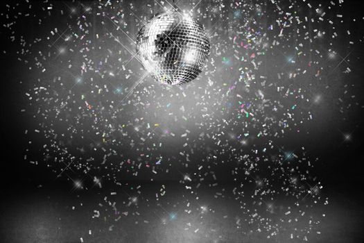 Disco ball with lights and confetti party background