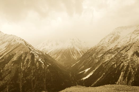 Winter landscape Caucaus Mountains. Russia