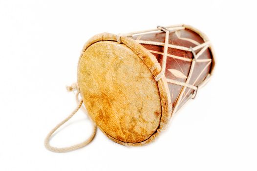 Small ethnic drum on the white background