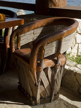 empty restaurant table by an ocean view