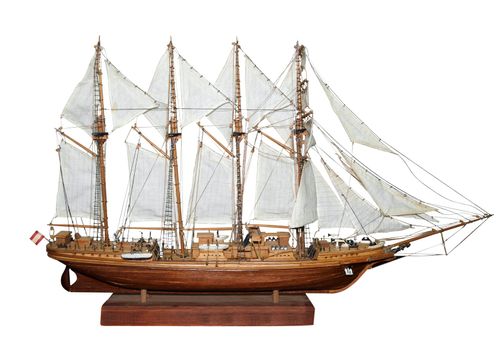 Antique Model Sailing Ship isolated with clipping path