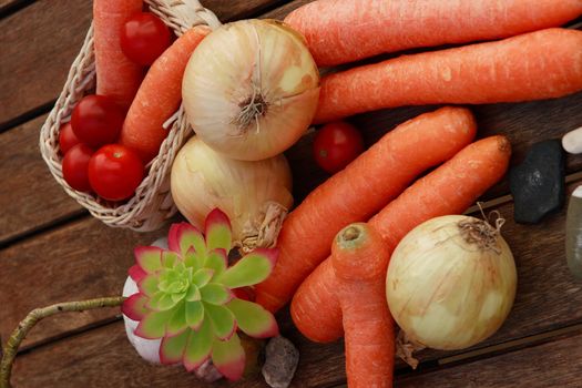 a mix of organic food representing a healthy diet