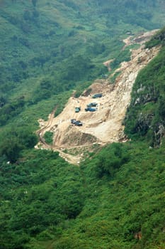 extraction of a marble in padalarang, west java-indonesia