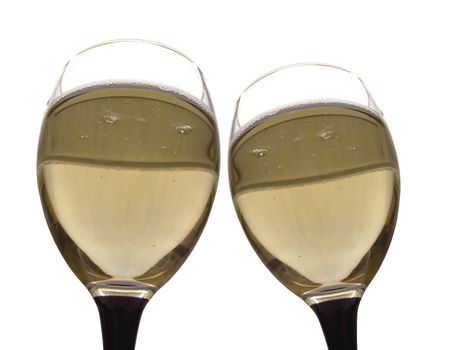 Fougeres with champagne or sparkling wine. On a white background, isolated.