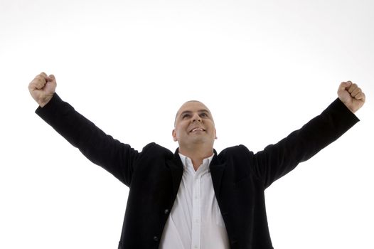 portrait of successful businessman against white background