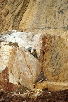 marble quarry worker in padalarang, west java-indonesia