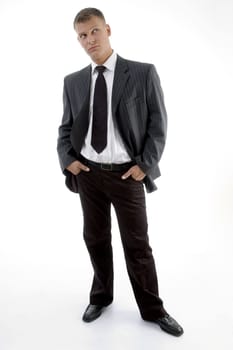 standing handsome businessman with white background