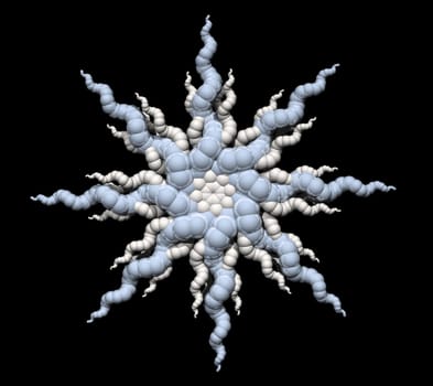 Abstract organic star form on black background - 3d illustration